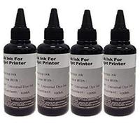 Kit recarga cartuchos 4 frascos 100 ml universal tinta negra para Brother, Canon, Epson, HP, Lexmark, Xerox, Dell.