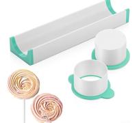 Kit redondo para hacer pasteles con bandeja de ácido poliláctico, para pasteles, galletas, dulces, brownies, arcillas, verde menta, blanco, cortador de fácil liberación para hornear, fiestas de