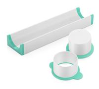 Kit redondo para hacer pasteles, juego de moldes reutilizables para pasteles, galletas, brownies y arcillas artesanales, hecho de ácido poliláctico, verde menta y blanco