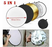 Kit reflector de luz plegable 5 en 1, 61 x 61 cm, reflector ovalado portátil con estuche de transporte - Compatible con cámaras DSLR, sin espejo