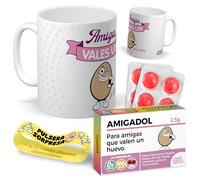 Kit regalo para amigas| Taza Amiga Vales Un Huevo + Caramelos sin azúcar + Pulsera sorpresa | Kit regalo original para amigas | Ideal cumpleaños, detalles bonitos, navidad