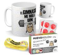 Kit regalo personalizado para aficionados al gimnasio | Taza El gimnasio me mola un huevo + Caramelos divertidos + Pulsera sorpresa | Regalo deporte, divertido y original para cumpleaños, navidad…