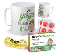 Kit regalo personalizado para aficionados al yoga | Taza El yoga me relaja un huevo + Caramelos divertidos + Pulsera sorpresa | Regalo deporte, divertido y original para cumpleaños, navidad…