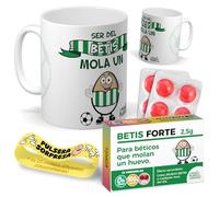 Kit regalo personalizado para aficionados del betis | Taza Ser del Betis mola un huevo + Caramelos divertidos + Pulsera sorpresa | Regalo futbol, divertido y original para cumpleaños, navidad.