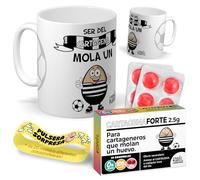 Kit regalo personalizado para aficionados del Cartagena | Taza Ser del Cartagena mola un huevo + Caramelos divertidos + Pulsera sorpresa | Regalo futbol, divertido y original para cumpleaños, navidad.