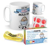 Kit regalo personalizado para aficionados del Celta| Taza Ser del Celta mola un huevo + Caramelos divertidos + Pulsera sorpresa | Regalo futbol, divertido y original para cumpleaños, navidad.