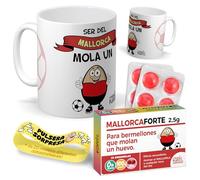 Kit regalo personalizado para aficionados del Mallorca | Taza Ser del Mallorca mola un huevo + Caramelos divertidos + Pulsera sorpresa | Regalo futbol, divertido y original para cumpleaños, navidad.