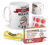 Kit regalo personalizado para aficionados del Rayo | Taza Ser del Rayo mola un huevo + Caramelos divertidos + Pulsera sorpresa | Regalo futbol, divertido y original para cumpleaños, navidad.