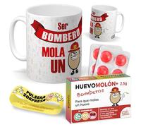 Kit regalo personalizado para bomberos | Taza Ser bombero mola un huevo + Caramelos divertidos + Pulsera sorpresa | Regalo divertido, original y único para cumpleaños, navidad…