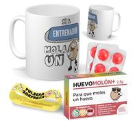 Kit regalo personalizado para entrenadores | Taza Ser entrenador mola un huevo + Caramelos divertidos + Pulsera sorpresa | Regalo divertido, original y único para cumpleaños, navidad…