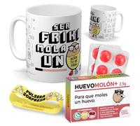 Kit regalo personalizado para frikis | Taza Ser Friki mola un nuevo + Caramelos divertidos + Pulsera sorpresa | Regalo personajes, cine, series, televisión... divertido y original.
