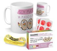 Kit regalo personalizado para madres | Taza Soy madre ya puedo comer huevos + Caramelos divertidos + Pulsera sorpresa | Regalo divertido, original y único para cumpleaños, santos, navidad…