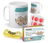 Kit regalo personalizado para padres | Taza Soy padre ya puedo comer huevos + Caramelos divertidos + Pulsera sorpresa | Regalo divertido, original y único para cumpleaños, santos, navidad…