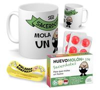 Kit regalo personalizado para sacerdotes | Taza Ser sacerdote mola un huevo + Caramelos divertidos + Pulsera sorpresa | Regalo divertido, original y único para cumpleaños, navidad…