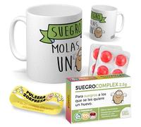 Kit regalo personalizado para suegros | Taza Suegro molas un huevo + Caramelos divertidos + Pulsera sorpresa | Regalo divertido, original y único para cumpleaños, santos, navidad…