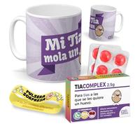 Kit regalo personalizado para tias | Taza Mi tia mola un huevo + Caramelos divertidos + Pulsera sorpresa | Regalo divertido, original y único para cumpleaños, santos, navidad…