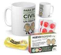 Kit regalo personalizado | Taza Para ser guardia civil hay que tener un par de huevos + Caramelos divertidos + Pulsera sorpresa | Regalo divertido, original y único para cumpleaños, navidad…