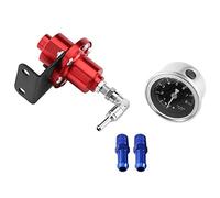 Kit regulador de presión de combustible, regulador de presión de combustible FPR ajustable de aluminio universal con manómetro para automóvil(rojo)