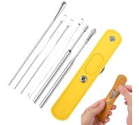 Kit Removedor De Cera - 6 Piezas De Acero Inoxidable Con Estuche PU | Herramienta Profesional Para Limpieza De Oídos, Seguro Para Adultos Y Niños, Regalo Práctico Para Familia Y Amigos