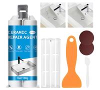 Kit Reparación Bañera Blanco, Pasta Repara Azulejos, Pasta Reparación Porcelana, Juego de Reparación de Bañeras, Reparador para Arañazos, Agujeros, Grietas, Lavabos (100g)
