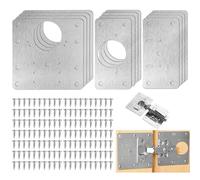 Kit Reparación Bisagras Cocina con 192 Tornillos, 12 Piezas Placas de Bisagras de Puerta de Armario, Placas de Soportes Puertas Armario Acero Inoxidable para Cocina, Armarios, Muebles