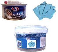 KIT REPARACION CARROCERIA (MASILLA PARA CARROCERÍA 1 KG + JUEGO ESPATULA CARROCERO PLASTICO + CUBO PLASTICO 2,5 LITROS) PLAIN+PLAST