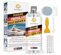Kit Reparación Fibra de Vidrio Marino, Kit dReparación de Capa de Gel para Barcos, Kit Fibra de Vidrio y Resina para Reparación de Agujeros, Golpes y Grietas Profundas, Masilla Fibra de Vidrio
