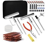 Kit Reparación Neumáticos,70pcs Kit Repara Pinchazos Coche,Kit Antipinchazos Moto,Herramienta Reparacion Pinchazos con 30pcs Mecha Pinchazos para Coche/Moto/Camiones/ATV/Tractores/SUV/Furgonetas y Más
