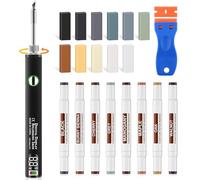 Kit Reparación Suelos Vinílicos Laminados Parquet, 11 Bloques Cera 8 Marcadores Doble Punta, Lápiz Calentador USB Mejorado Para Muebles Y Suelos Madera Repara Rayones Grietas Agujeros Abolladuras
