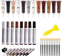 kit Reparador Madera SEISSO Reparación Mueble 12 Colores, 8 Colores Marcadores y Ceras para retocar Arañazos, Manchas, Agujeros en Maderas