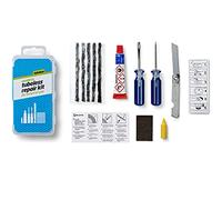 WELDTITE Kit de reparación de neumáticos Tubeless - Incluye Cuerdas de reparación, escofinas y Herramientas para Abrir y Cerrar, solución para Goma y Cuchillo