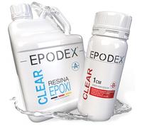 Kit Resina Epoxi ECO EPODEX - Resina Epoxi Transparente, Para vertidos hasta 1cm - Recubrimientos, laminados, moldes, manualidades, reparaciones, arte y bricolaje, INCOLORO - Transparente - 1,5kg