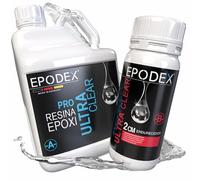 Kit Resina Epoxi PRO EPODEX - Para vertidos hasta 2cm - Transparente cristalina o coloreada - Manualidades, doming, joyería, moldes, piezas pequeñas - Epoxy resin