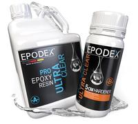 Kit Resina Epoxi PRO+ EPODEX - Para vertidos hasta 5cm - Transparente cristalina o coloreada - Mesas río, lámparas, vertidos grandes y más - Epoxy resin