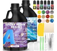 Kit Resina Epoxy Transparente 4L/135.2oz, 1:1 Relación, para Manualidades, Hacer Llaveros, Molde, Joyería, Mesa, Madera, DIY, Posavasos