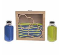Kit Ritual de Arena para Boda con Marco Corazones - Ceremonia Simbólica de Amor - Incluye 2 Colores de Arena (800g c/u) - Regalo San Valentin - Modelo Roble (Roble, Azul/Verde)