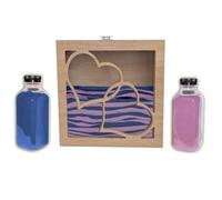 Kit Ritual de Arena para Boda con Marco Corazones - Ceremonia Simbólica de Amor - Incluye 2 Colores de Arena (800g c/u) - Regalo San Valentin - Modelo Roble (Roble, Azul/Morado)