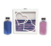 Kit Ritual de Arena para Boda con Marco Corazones - Ceremonia Simbólica de Amor - Incluye 2 Colores de Arena (800g c/u) - Regalo San Valentin - Modelo Blanco (Blanco, Azul/Morado)