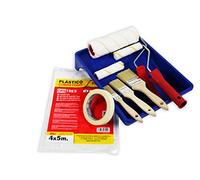 KIT Rodillos de Pintura Antigoteo + KIT de Pinceles Planos + Cubretodo 20 m²+ Cubeta grande + Cinta de pintor