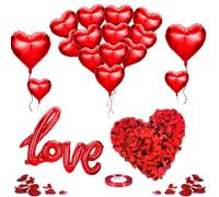 Kit Romántico de Globos, Globo Love XXL, Corazon Gigante, Globos Helio Corazón Rojo Decoración Romantica Día de San Valentín Bodas Nupcial Aniversario y Compromiso
