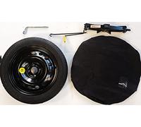 Kit rueda de repuesto de 15" compatible con KIA RIO STONIC HYUNDAI I10,I20, MAZDA 2 TOYOTA YARIS (4 agujeros) con gata, llave y funda 125/80R15