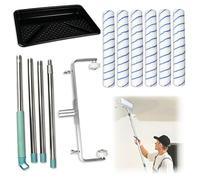 Kit Rullo Per Vernice Da 45 cm,Que Incluye 6 Rodillos,Un Soporte Ajustable (35-60 cm),Un Cubo De Pintura Grande y Un Mango Telescópico De Hasta 160 cm De Longitud,Apto Para Paredes y Techos