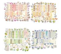 Kit Scrapbooking Vintage 400 Piezas - Papeles Scrapbook Retro y Pegatinas Scrapbooking Aesthetic Mariposas Flores, Stickers Decorativos para Manualidades Adultos, Bullet Journal, Diario, Collage