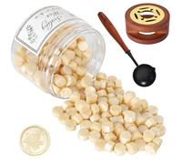 Kit Sellador de Cera, Cuentas de Cera para Sellar, 200 Piezas Perlas de Sealing Wax con Calentador y Cuchara, Bricolaje para Sellar Sellos, Cartas, Sobres, Invitaciones, Tarjetas (Blanquecino)