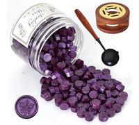 Kit Sellador de Cera, Cuentas de Cera para Sellar, 200 Piezas Perlas de Sealing Wax con Calentador y Cuchara, Bricolaje para Sellar Sellos, Cartas, Sobres, Invitaciones, Tarjetas (Morado Oscuro)