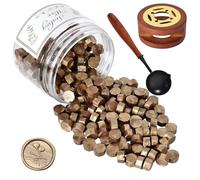 Kit Sellador de Cera, Cuentas de Cera para Sellar, 200 Piezas Perlas de Sealing Wax con Calentador y Cuchara, Bricolaje para Sellar Sellos, Cartas, Sobres, Invitaciones, Tarjetas (Bronce Antiguo)