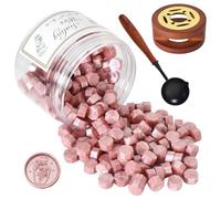 Kit Sellador de Cera, Cuentas de Cera para Sellar, 200 Piezas Perlas de Sealing Wax con Calentador y Cuchara, Bricolaje para Sellar Sellos, Cartas, Sobres, Invitaciones, Tarjetas (Oro Rosa)