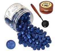 Kit Sellador de Cera, Cuentas de Cera para Sellar Azul, 200 Piezas Perlas de Sealing Wax con Calentador y Cuchara, Bricolaje para Sellar Sellos, Cartas, Sobres, Invitaciones, Tarjetas