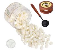 Kit Sellador de Cera, Cuentas de Cera para Sellar Blanco, 200 Piezas Perlas de Sealing Wax con Calentador y Cuchara, Bricolaje para Sellar Sellos, Cartas, Sobres, Invitaciones, Tarjetas