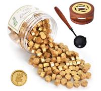 Kit Sellador de Cera, Cuentas de Cera para Sellar Dorado, 200 Piezas Perlas de Sealing Wax con Calentador y Cuchara, Bricolaje para Sellar Sellos, Sobres, Invitaciones, Tarjetas